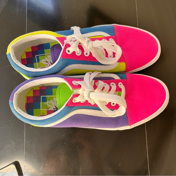 Vans Old Skool Neon Color Block Skate Shoes - Picture 3 of 10